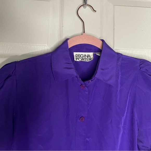 ⭐️(Size 6) Purple puff shoulder collared button down, Regina porter - Picture 3 of 4